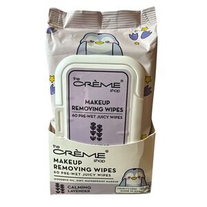 The Creme Shop Makeup Removing Wipes 60 Pre-Wet Juicy Wipes Calming Lavender NEW